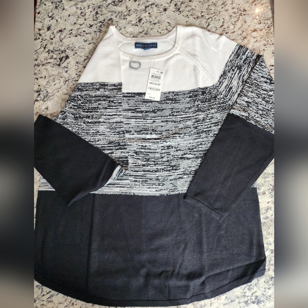 2 New Karen Scott Crew Neck Sweaters